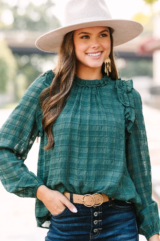 Best Behavior Emerald Green Ruffled Blouse