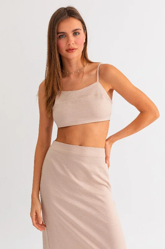 The Charlie Taupe Cropped Cami Top