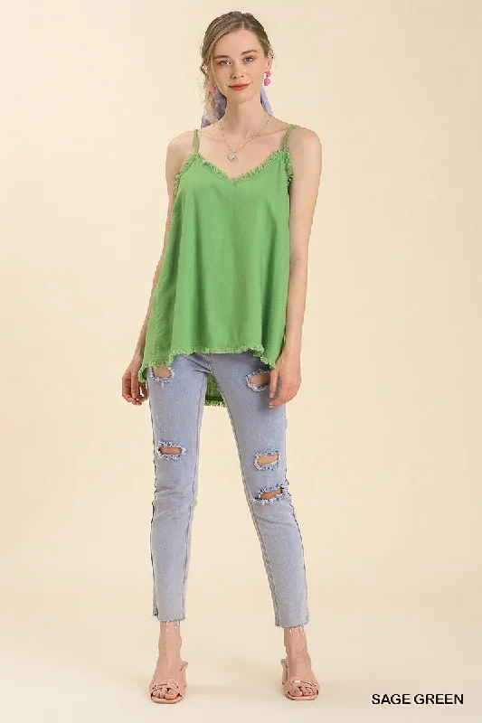 Linen Frayed Tank