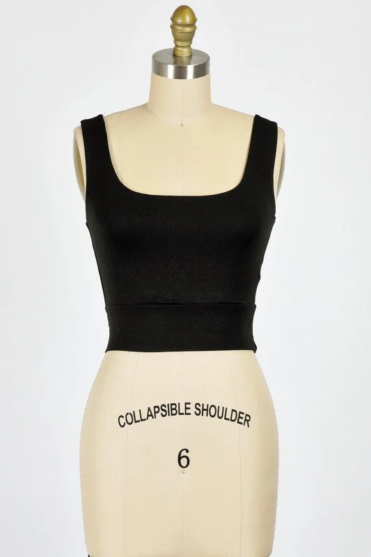 The Stella Basic Square Neck Fitted Crop Top