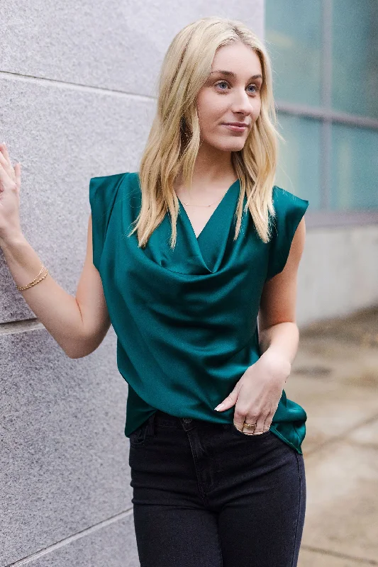 The Countdown To Midnight Green Satin Top