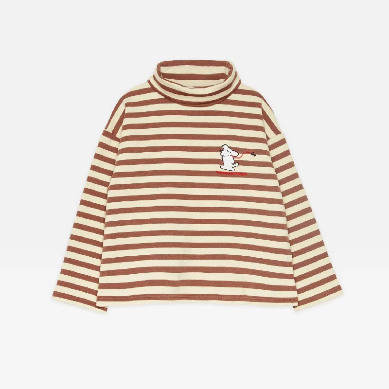 WEEKEND HOUSE BROWN IVORY STRIPED DOG PATCH TURTLENECK [Final Sale]