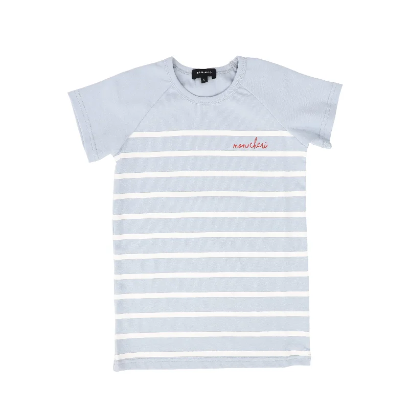 BAMBOO LIGHT BLUE STRIPED SS TEE [FINAL SALE]