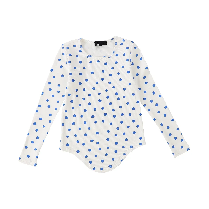 BAMBOO BASICS BLUE POLKA DOT PRINT SEAMLESS TEE [Final Sale]