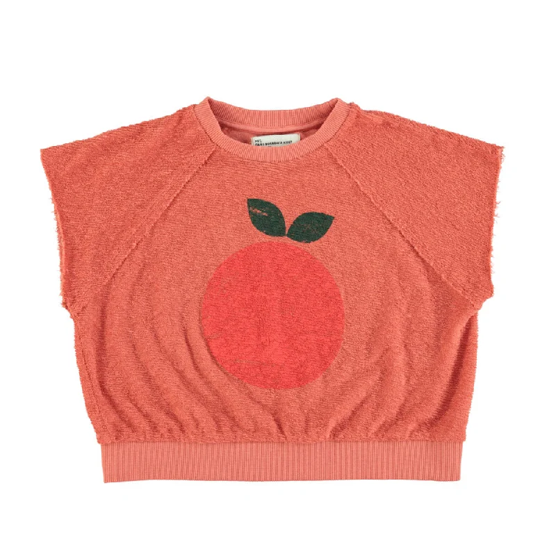 PIUPIUCHICK TERRACOTTA APPLE PATCH SLEEVELESS TERRY TOP [FINAL SALE]