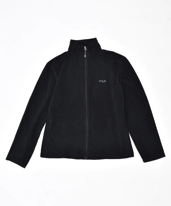 FILA Womens Fleece Jacket UK 14 Large Black Polyester