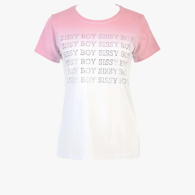 Sissy Boy Regular Fit Tie Dye Short Sleeve Tops Bling Logo Pink White