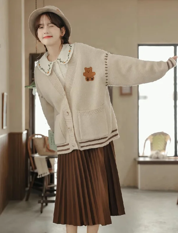 Bear Stitch Cardigan (Khaki)