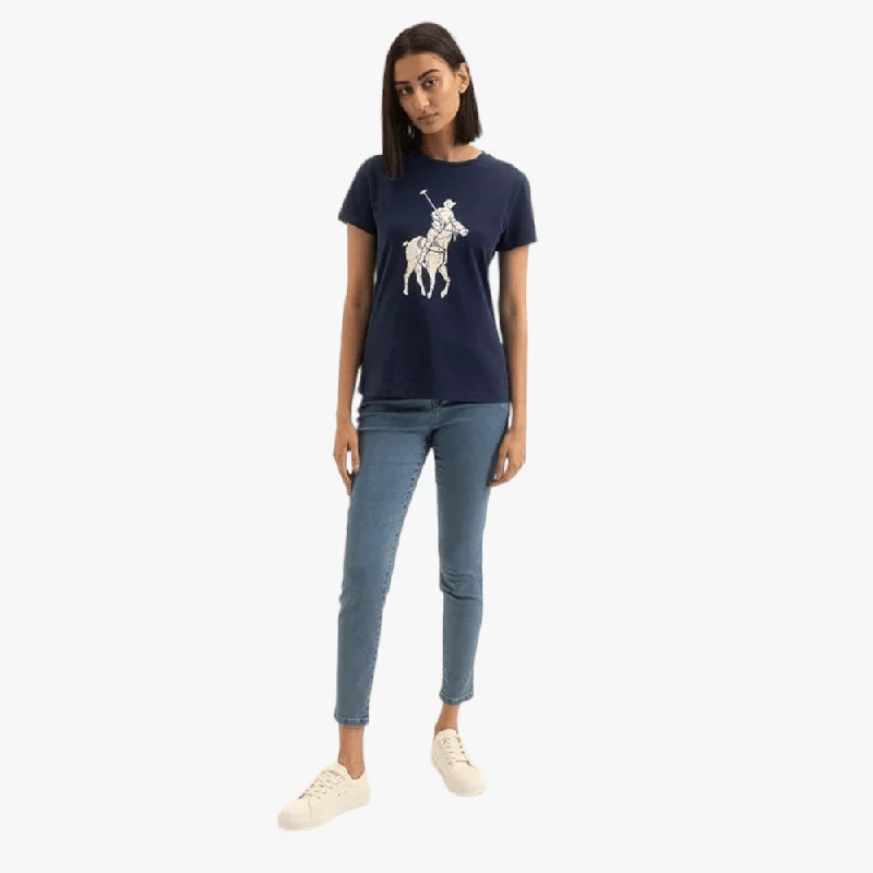 Polo Womens Pony Short Sleeve Tee Navy