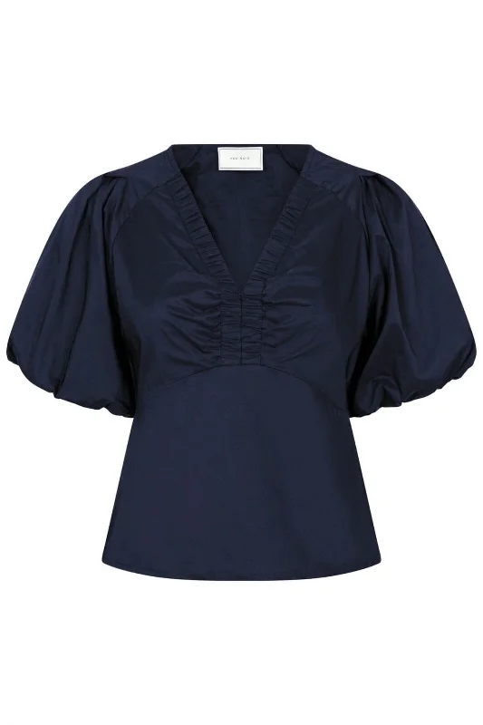 Neo Noir - Irina Poplin Blouse - Navy