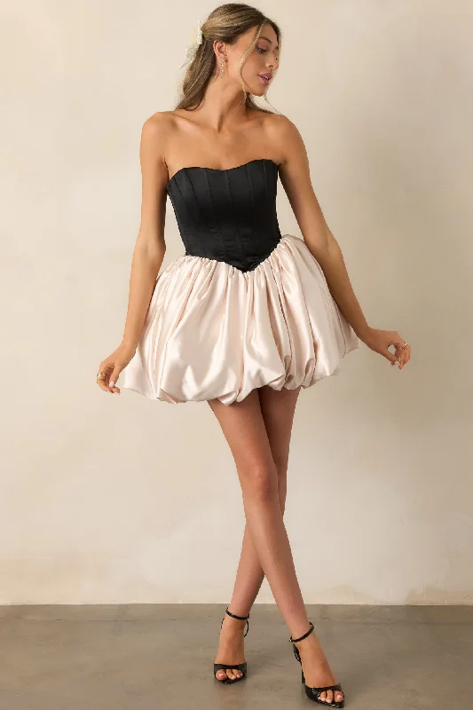 Love Letters Black & Ivory Corset Bubble Mini Dress