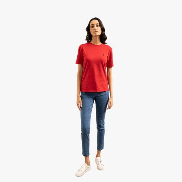 Polo Womens Allie Small Pony Stretch Short Sleeve Tee Red