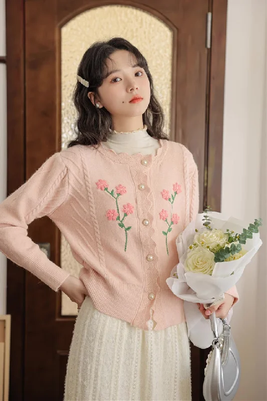 Sweet Floral Embroidered Cardigan (2 Colors)