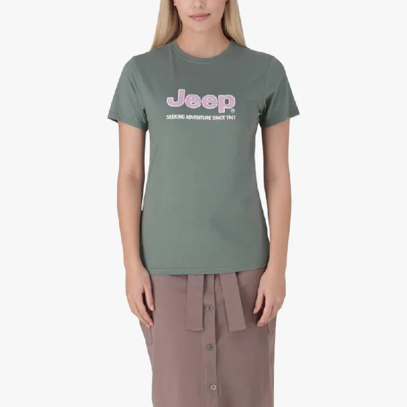 Jeep Womens Organic Core Applique Short Sleeve Tee Green