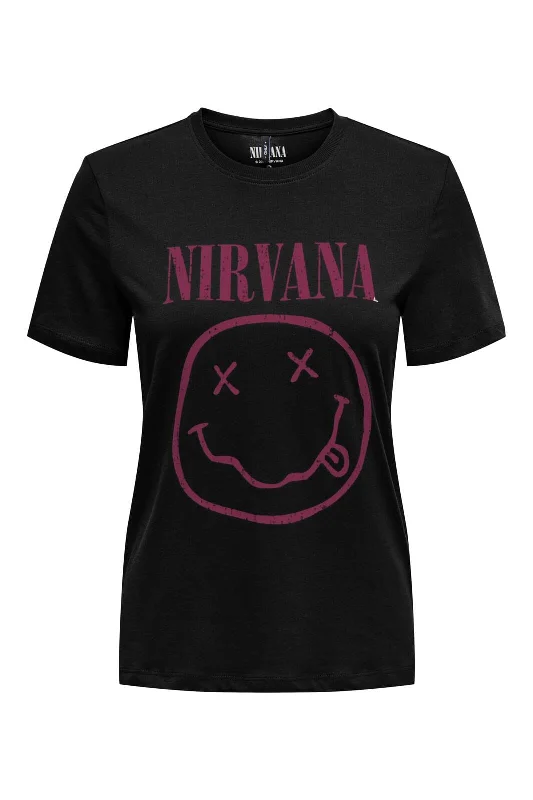 Only - Onlnirvana Reg S/S Top Box - 4703141 Black Smilling Beaujolais