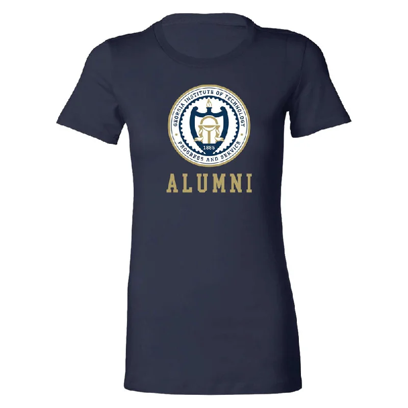 Ladies Georgia Tech Yellow Jackets Alumni Seal Navy Short Sleeve