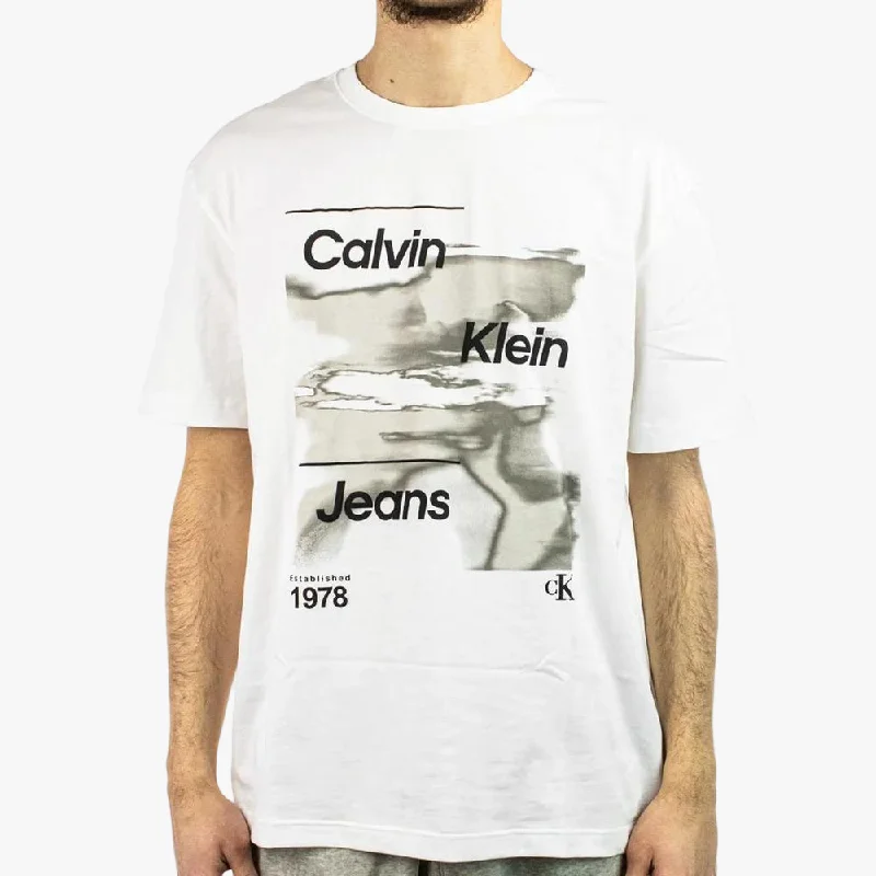 Calvin Klein Mens Diffused Logo Short Sleeve Tee White