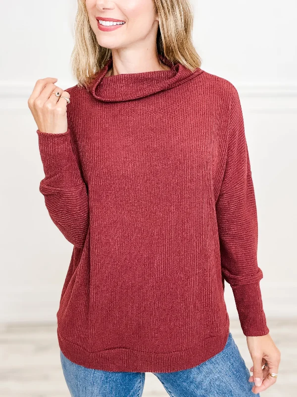 Draped Neckline Dolman Sleeve Sweater Top - Group A