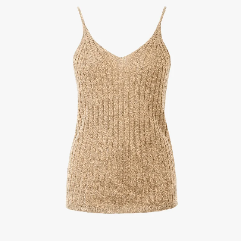 Sissy Boy Strappy Lurex Knit Vest Gold