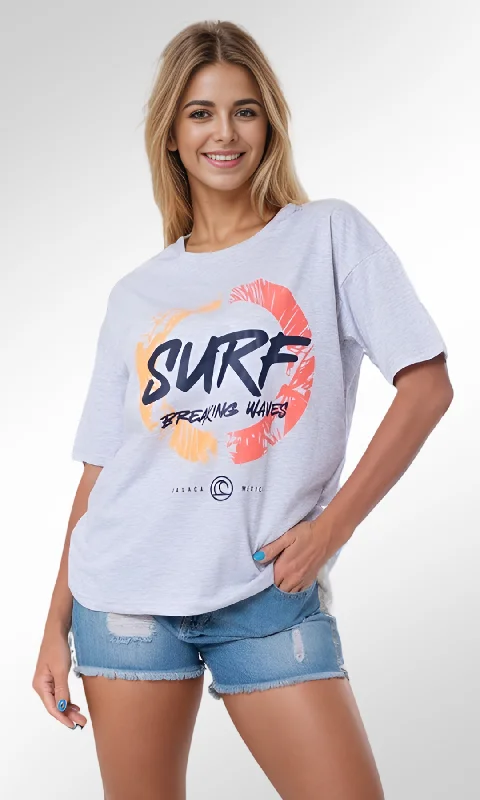 Over Size Women T-Shirt SURF (Light Grey)