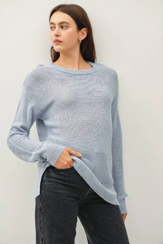 Boyfriend Fit Basic Round Neck Sweater