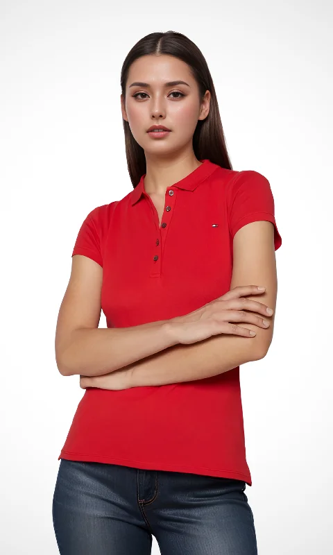 Women Classic Fit Polo (Red)