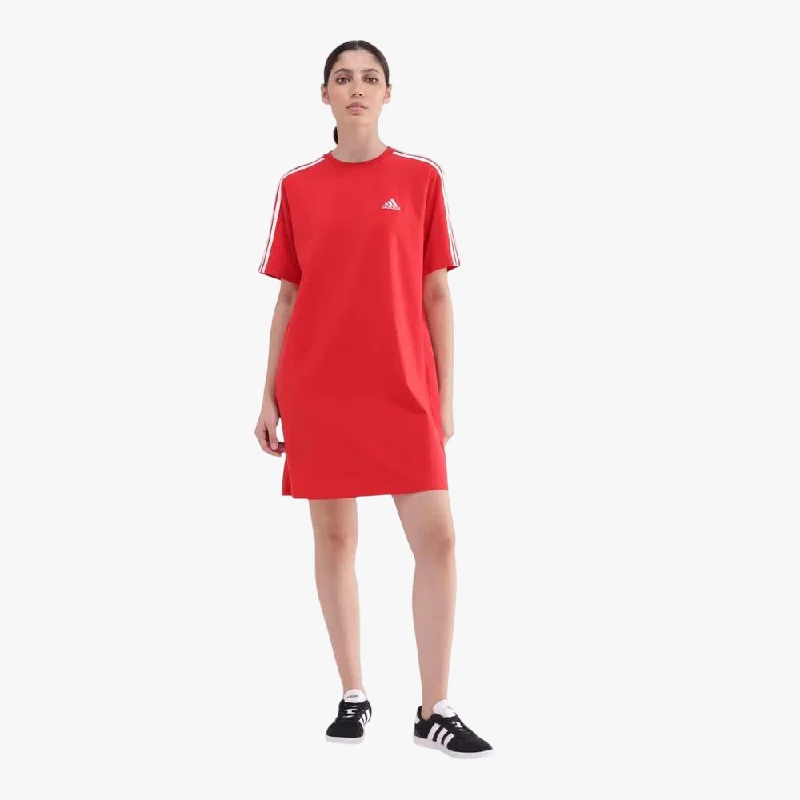 Adidas Womens Essentials 3 Stripes Single Jersey Boyfriend Tee Dress Better Scarlet