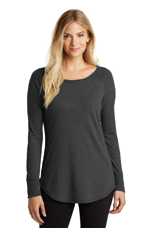 District Womens Perfect Tri Long Sleeve Crewneck T-Shirt - Black Frost