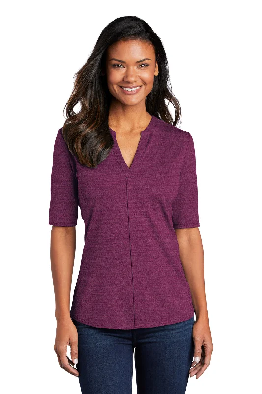 Port Authority Womens Moisture Wicking Short Sleeve Polo Shirt - Violet Purple/Black