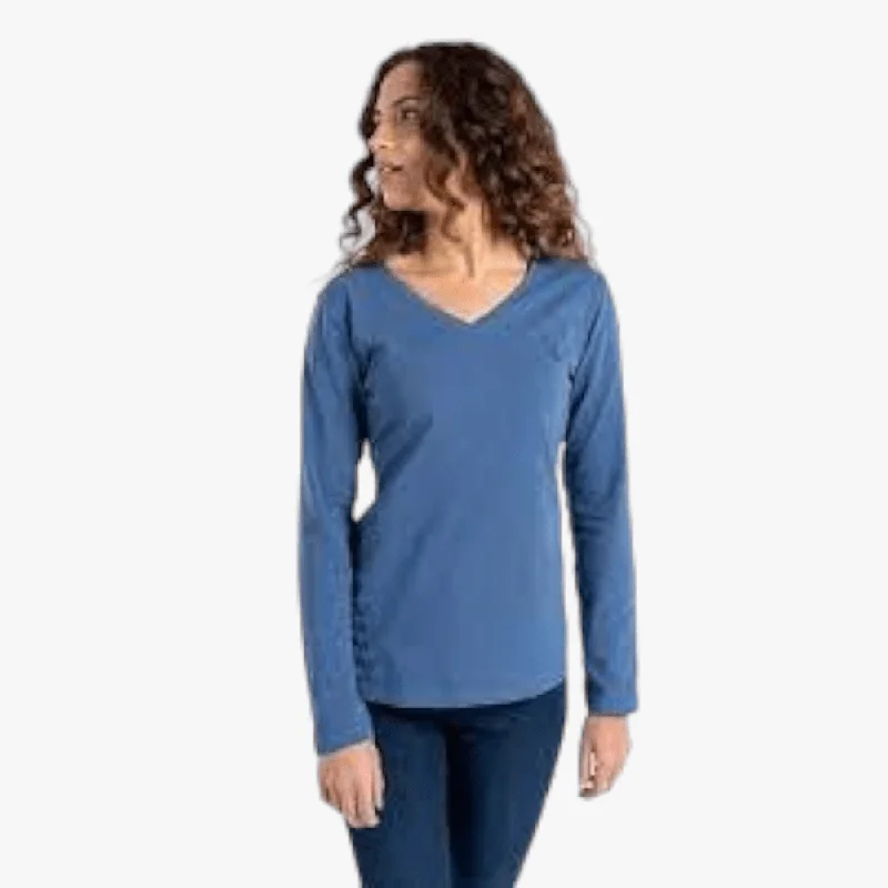 Pringle Womens V Neck Long Sleeve Top Blue