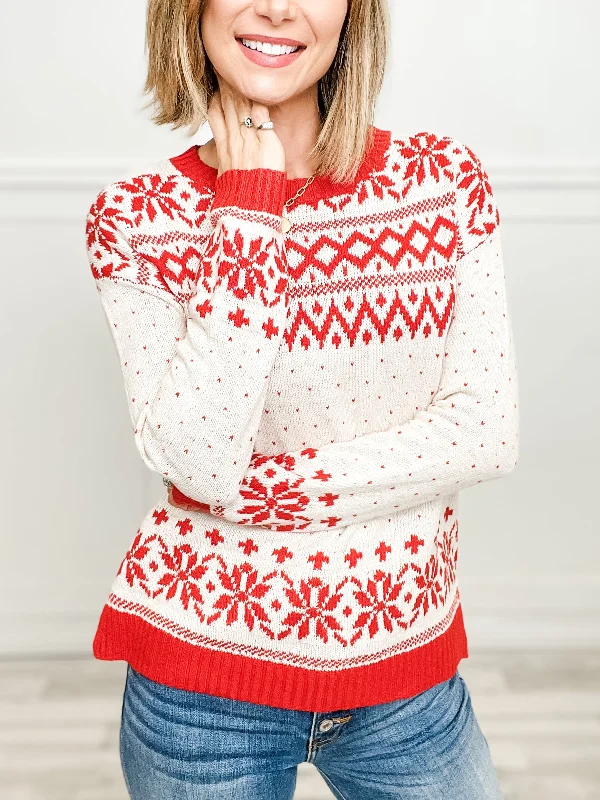 Christmas Pattern Crew Neck Long Sleeve Pullover Sweater