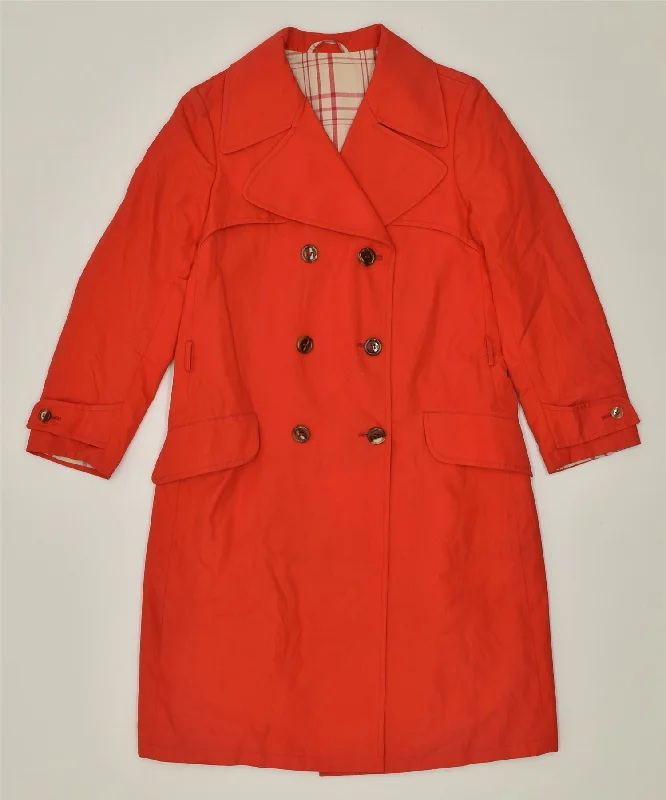 WESTON Womens Double Breasted Overcoat IT 42 Medium Red Polyester Vintage