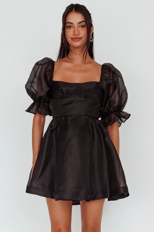 I've Got Sunshine Puff Sleeve Mini Dress Black