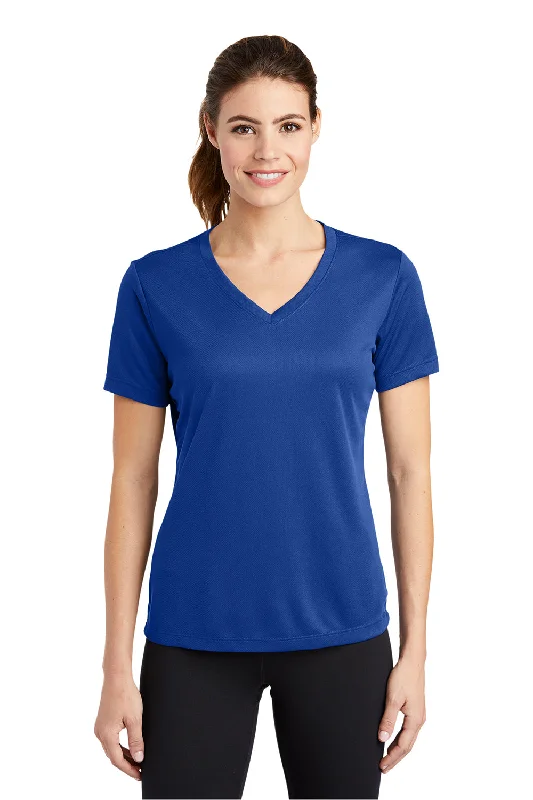 Sport-Tek Womens RacerMesh Moisture Wicking Short Sleeve V-Neck T-Shirt - True Royal Blue