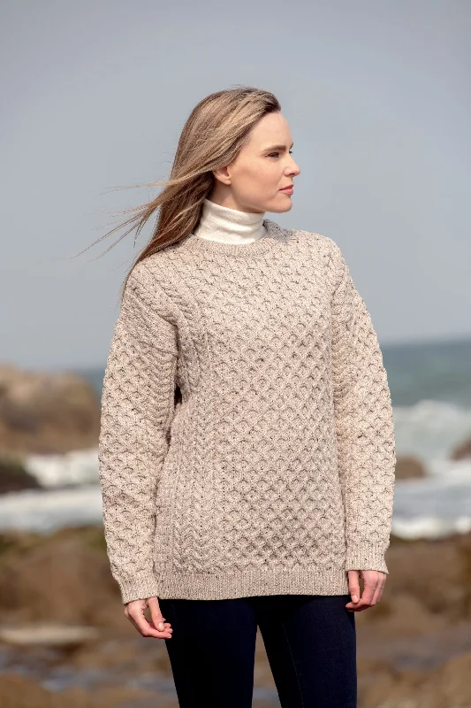 Traditional Women's Aran Sweater- Super Soft- Oatmeal