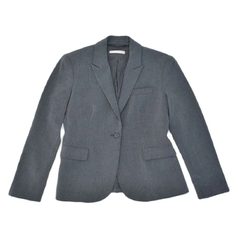 STEFANEL Womens 1 Button Blazer Jacket IT 42 Medium Grey Polyester