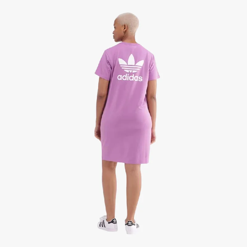 Adidas Womens 3 Stripe Fit Short Sleeve Dress Pre Loved Purple