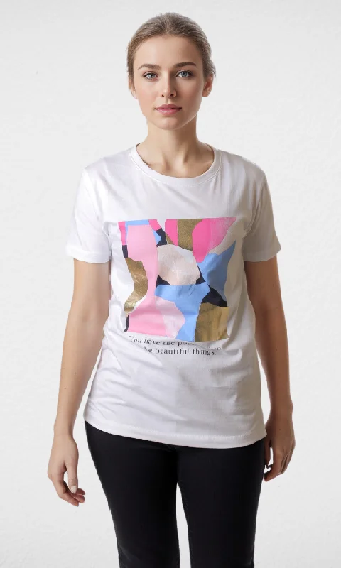 Women T-shirt  Stradivarius (White)