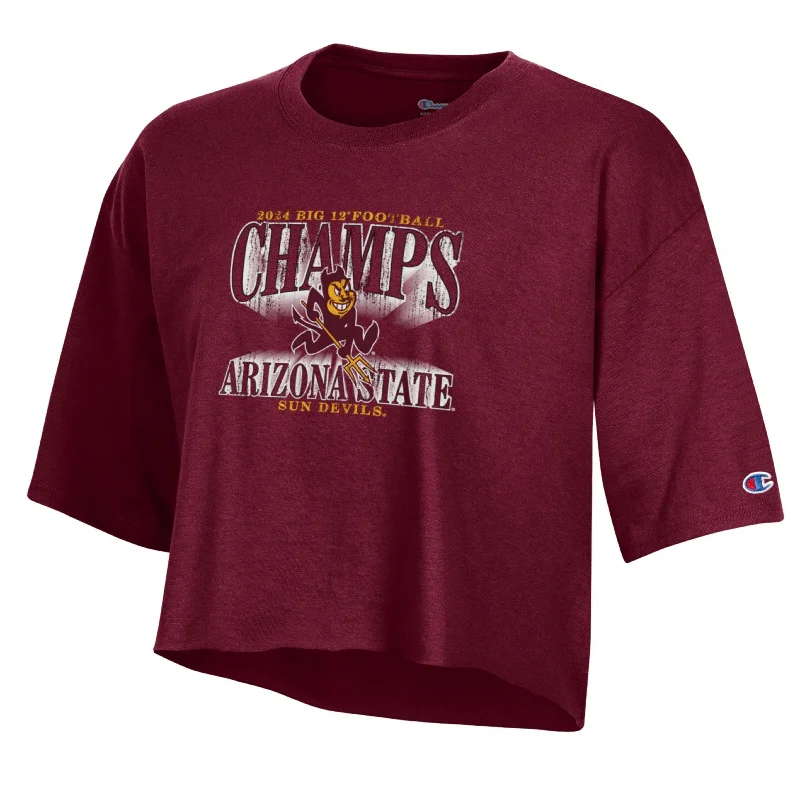 ASU Big XII Champions Mascot Ladies Crop Tee MRN