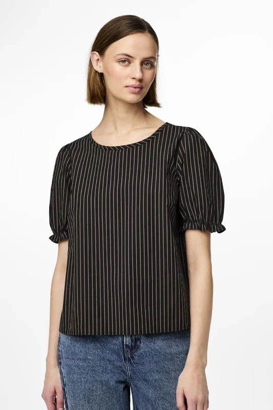 Pieces - Pcpenny 2/4 O-Neck Top Camp Mm - 4586947 Black Fossil