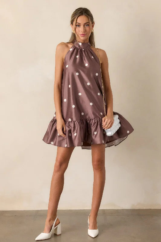 Sweet Soirée Chocolate Halter Mini Dress