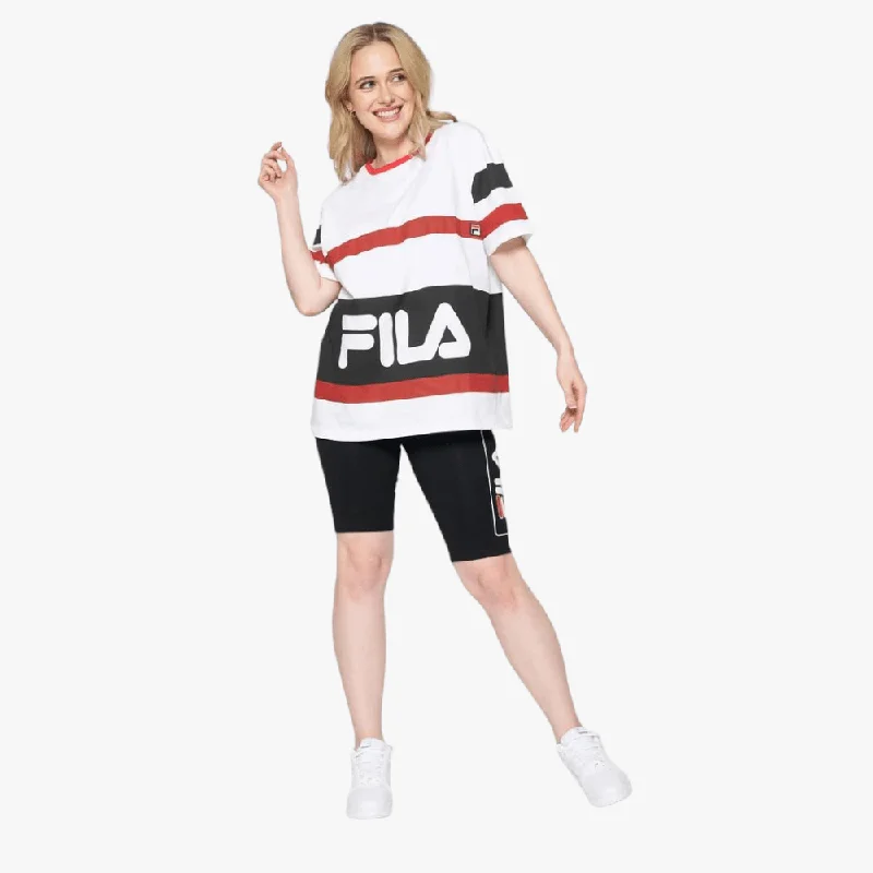 Fila Womens Stella Oversized Tee White Black Fila Red