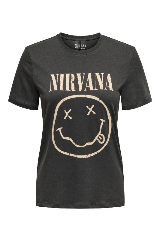 Only - Onlnirvana Reg S/S Top Box - 4672864 Phantom Smiling