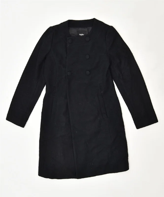 MOSSIMO Womens Double Breasted Overcoat UK 12 Medium Black Vintage