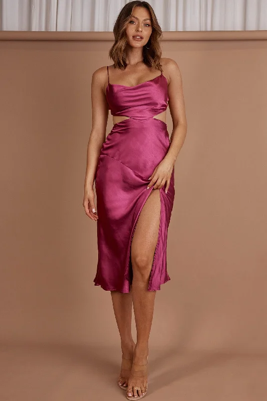 Midnight Muse Strappy Back Midi Dress Fuchsia