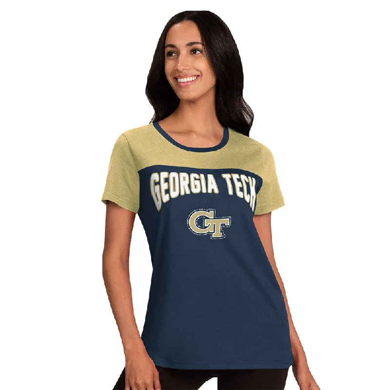 Ladies Georgia Tech Yellow Jackets Box Score Navy T-Shirt