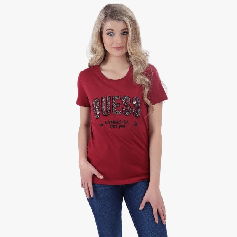 Guess Womens Mirela Short Sleeve Tee Red