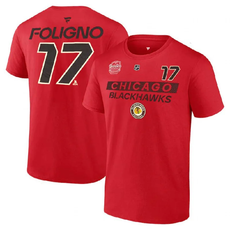 Chicago Blackhawks Nick Foligno Fanatics 2025 Winter Classic Prime Name and Number T Shirt