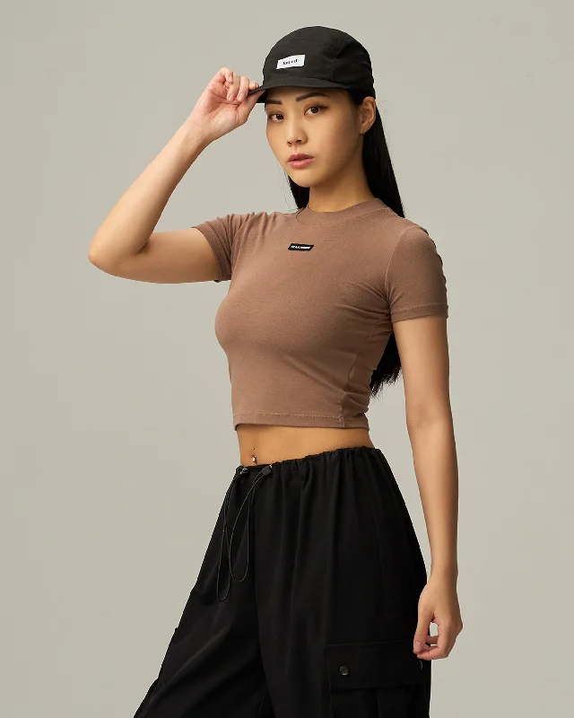 Everyday Label Mock Neck Crop Top