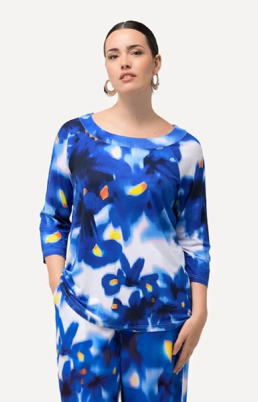 Ulla Popken Blurred Blue Top